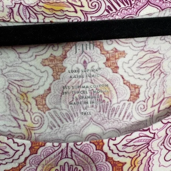 J. JILL Tunic Women's Large Tall Luxe Supima A-Line 3/4 Sleeve Medallion Boho - Picture 4 of 7